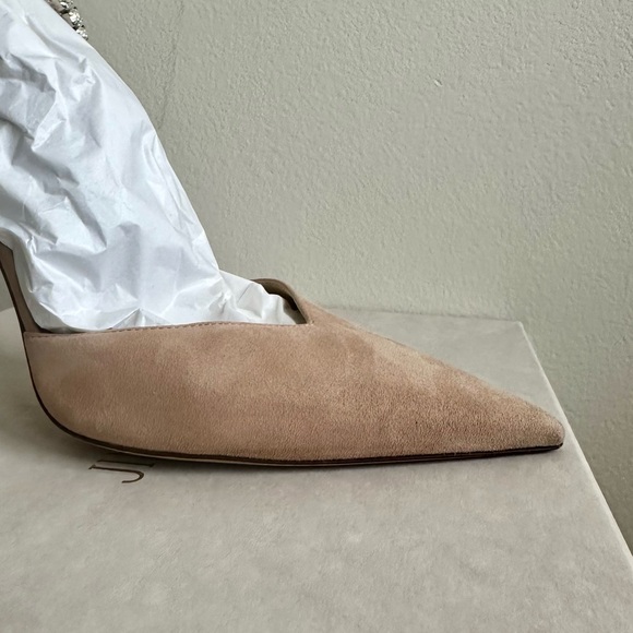 Jimmy CHOO Saeda 100 crystal-embellished suede pumps in Ballet pink/crystal - Picture 7 of 14